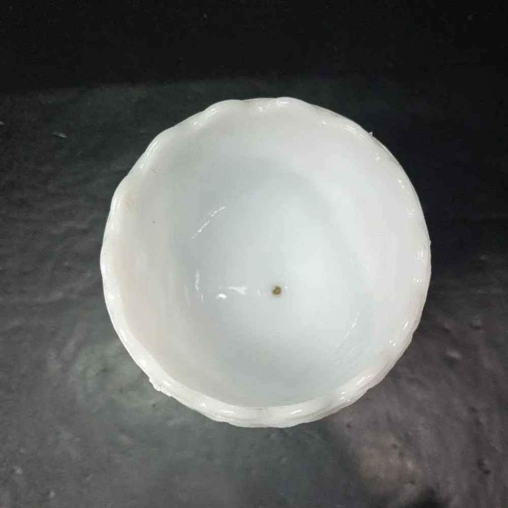 Milk Glass Diamond Pedestal Compote, Vintage White Textured‎ Goblet, Replacement